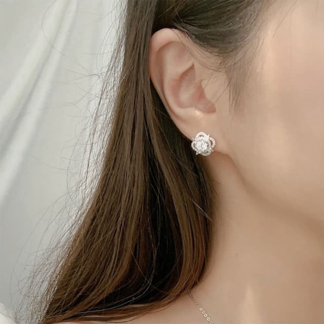 【MoonDy】新娘耳環生日禮物鋯石耳環 耳針 日系耳環 韓國耳環 寶石耳環 女生耳環 純銀耳環 日系耳環