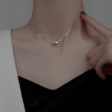 【KT DADA】女項鍊 短鍊 鎖骨鍊 S925純銀項鍊 韓國項鍊 相思豆項鍊 豌豆項鍊 水滴項鍊 閨蜜項鍊 女友禮物