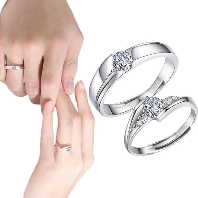 【MoonDy】結婚戒指 生日禮物 純銀戒指 純銀飾品 情侶戒指 情侶對戒 莫桑石戒指 開口戒指 韓國戒指 可調節