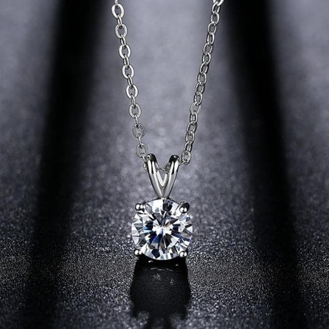 【MoonDy】純銀項鍊 莫桑石項鍊 四爪吊墜 項鍊 飾品 氣質項鍊 女生禮物 簡約項鍊 鎖骨鍊 短鍊 生日禮物