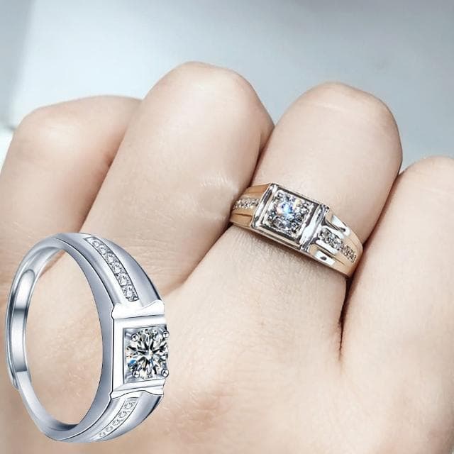 【KT DADA】情侶對戒 求婚戒指 生日禮物 方形戒指 男戒 銀戒指 開口戒指 可調式戒指 中性戒指 情侶禮物