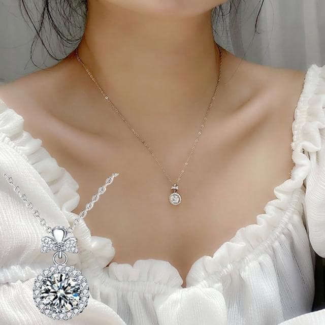 【KT DADA】純銀項鍊 蝴蝶結項鍊生日禮物愛心項鍊 鎖骨項鍊 鋯石項鍊 韓國項鍊 可愛項鍊 氣質項鍊 閨蜜項鍊
