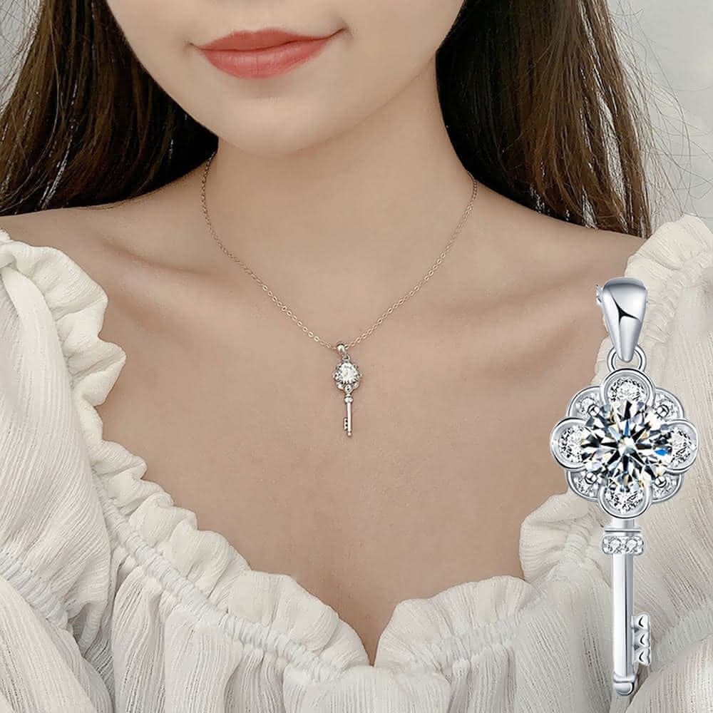 【MoonDy】鋯石項鍊 鑰匙項鍊 韓國項鍊生日禮物鎖骨項鍊 小花項鍊 情侶禮物 氣質項鍊 閨蜜項鍊