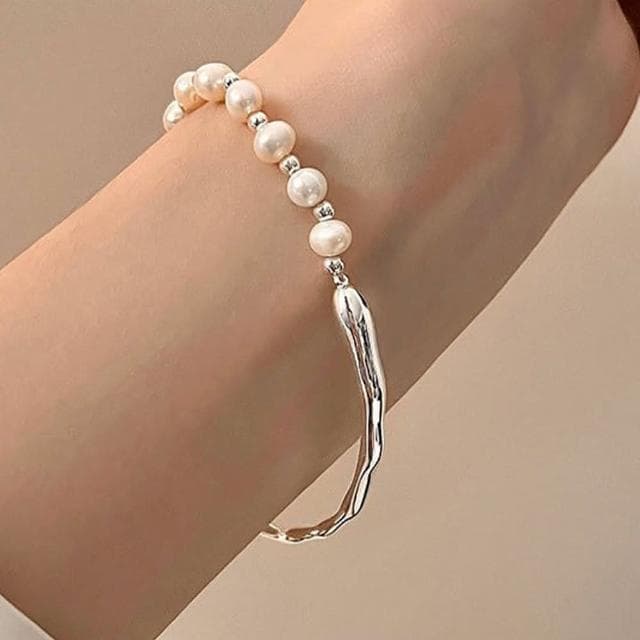 【KT DADA】氣質手環 女生禮物 情人節禮物 純銀手鍊 手鐲 純銀手環 珍珠手鍊 半鐲半鍊 閨蜜手鍊 法式手鍊