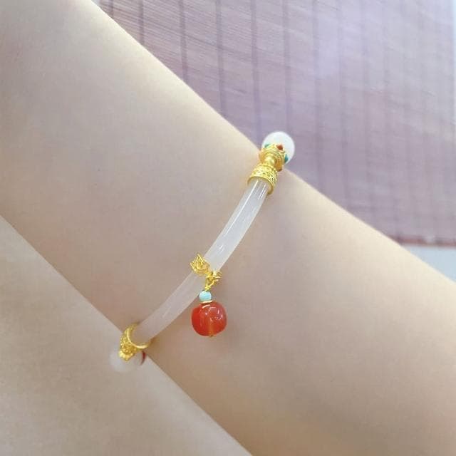 【MoonDy】手鐲 手環 手鏈女 純銀手環 瑪瑙手鐲 玉髓手鐲 紅瑪瑙手鐲 避邪手鍊 串珠手環 新中式手鍊