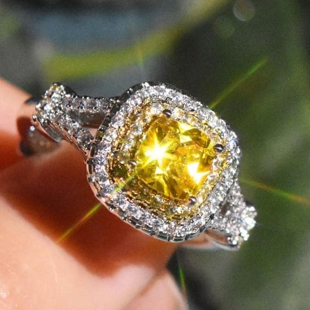 【KT DADA】歐美戒指 生日禮物 高級珠寶 送長輩 禮物 鋯戒 指環 純銀戒指 黃鋯石戒指 方形鋯戒 食指戒