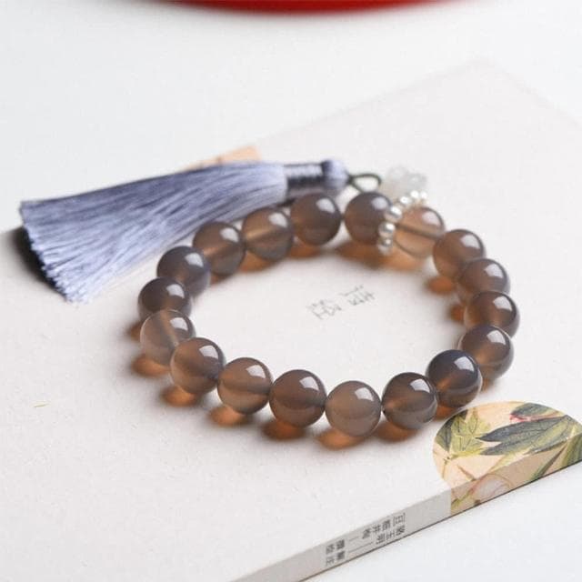 【MoonDy】女手鍊 佛珠 珍珠和田玉手鍊 蓮花飾品 玉配飾 灰瑪瑙手串 流蘇手鍊 復古飾品 送長輩 禮物