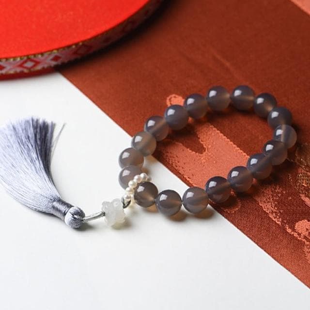 【KT DADA】蓮花飾品 玉配飾 復古飾品 送長輩 禮物 佛珠 珍珠和田玉手鍊 灰瑪瑙手串 流蘇手鍊 女手鍊