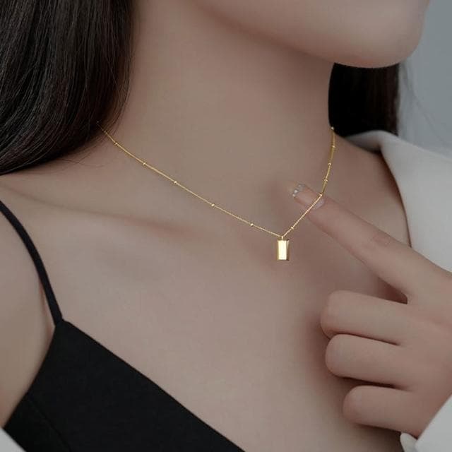 【KT DADA】招財項鍊 金色項鍊 銀項鍊 韓國項鍊 小飾品 小禮物 女生禮物 純銀項鍊 金磚項鍊 鎖骨鏈