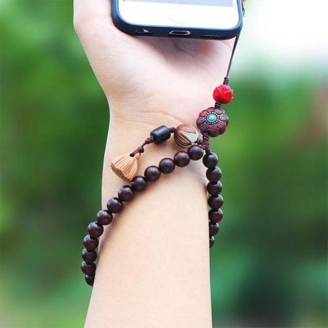 【KT DADA】小葉紫檀手機鍊 保平安 吊飾 手腕掛件 送長輩 禮物 吊墜飾品 手機掛繩 佛珠手機掛繩 保平安