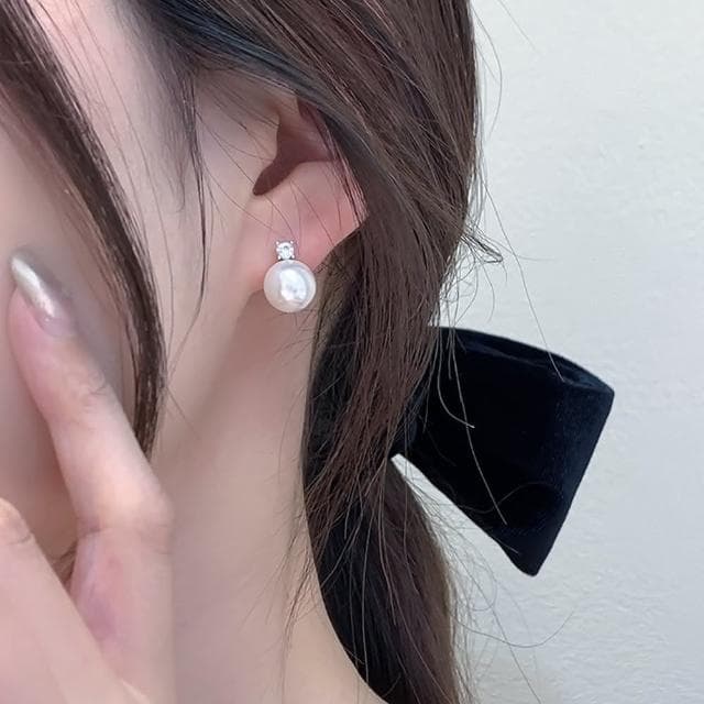 【KT DADA】氣質耳環 溫柔小姐姐系 灰珍珠耳環 送閨蜜 生日禮物 純銀耳環 珍珠耳釘 圓珠耳環 珍珠耳環