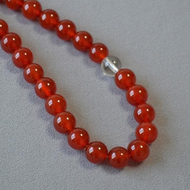 【MoonDy】項鍊 串珠項鍊 瑪瑙項鍊 法式項鍊 紅瑪瑙 白 水晶項鍊 高級感 送女生 磁吸項鍊 復古項鍊 送長輩 禮物