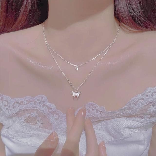 【KT DADA】飾品配件 純銀飾品 S925純銀項鍊 抗過敏項鍊 生日禮物 女項鍊 蝴蝶項鍊 鎖骨鏈 短鍊 造型項鍊
