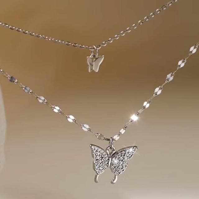 【KT DADA】飾品配件 純銀飾品 S925純銀項鍊 抗過敏項鍊 生日禮物 女項鍊 蝴蝶項鍊 鎖骨鏈 短鍊 造型項鍊