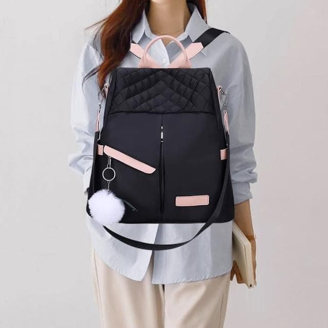 【MoonDy】包包 後背包 防盜包包 大學生後背包 尼龍後背包 肩背包 尼龍包包 菱格紋包包 防潑水包包 黑色包包 女生禮物