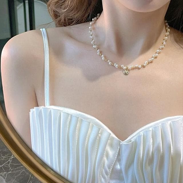 【KT DADA】韓國項鍊 珍珠頸鏈 小眾項鍊 法式項鍊 女生生日禮物 項鍊女 純銀項鍊 珍珠項鍊 金幣項鍊 小香項鍊