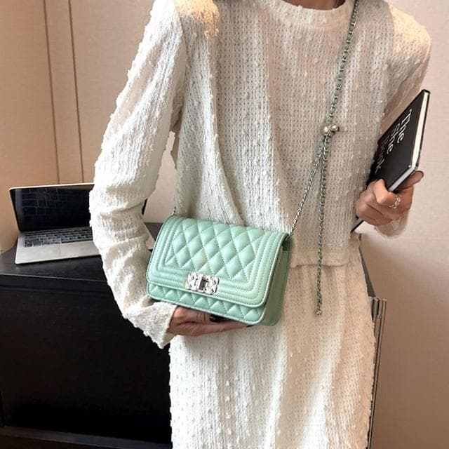 【MoonDy】包包 斜背包 菱格紋包 小香風包包 方胖子 精品包 鏈條包 時尚小方包 單肩斜背 女生小包包 閨蜜禮物 生日禮物