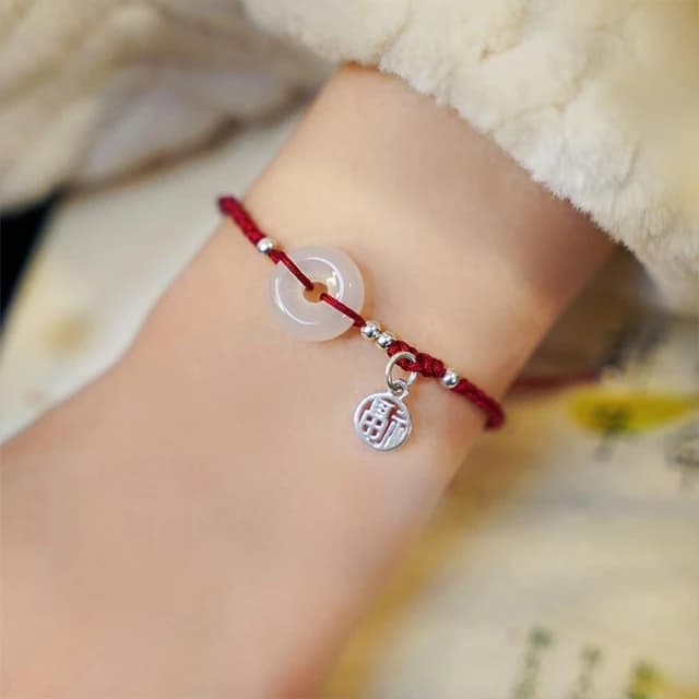 【MoonDy】手鍊 吊墜 平安扣手鍊 純銀吊墜 避邪手鍊 本命年 紅繩手鏈 福牌吊墜 瑪瑙手鍊 編繩手鍊 閨蜜禮物 生日禮物