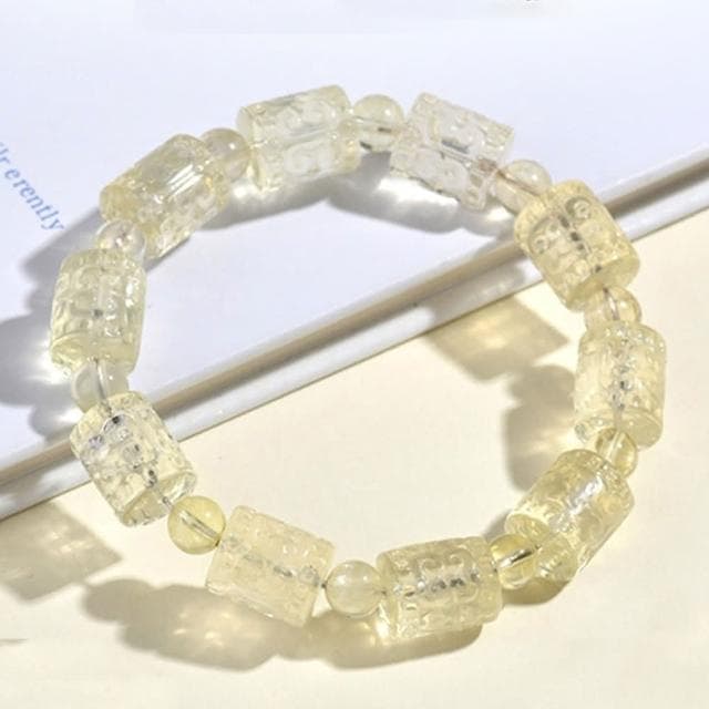 【MoonDy】手環 水晶手鍊 黄水晶桶珠 單圈手鍊 招財水晶 黃水晶手鍊 回文手串 招財手鍊 廣結善緣 生日禮物