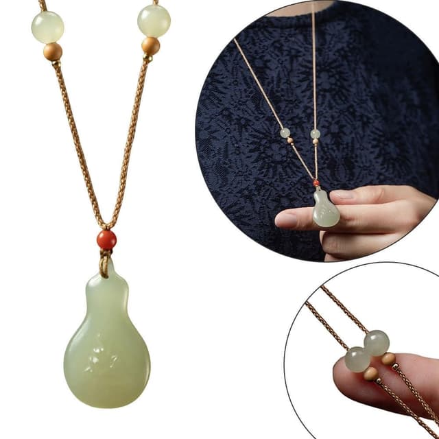 【KT DADA】和田玉項鍊 編繩項鍊 小掛件 葫蘆吊墜 編織項鍊 招財納福 項鍊 玉項鍊 保平安 手工項鍊 長輩禮物