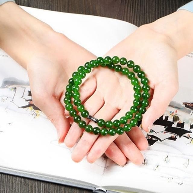 【MoonDy】項鍊 玉項鍊 氣質項鍊 女項鍊 和田玉項鍊 念珠 碧玉項鍊 綠色項鍊 高品質碧玉 保平安 避邪項鍊 送長輩 禮物