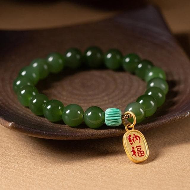 【MoonDy】和田玉手串 水晶手串 玉珠手串 百搭飾品 招財納福 保平安 手鍊 佛珠 玉手鍊 禮物
