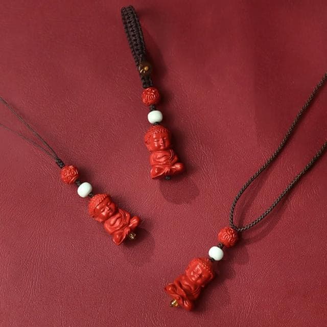 【MoonDy】飾品 吊墜 吊飾 硃砂項鍊 松石 辟邪手鍊 招財納福 保平安 彌勒佛項鍊 護身符 男女同款 鑰匙圈吊飾 小禮物
