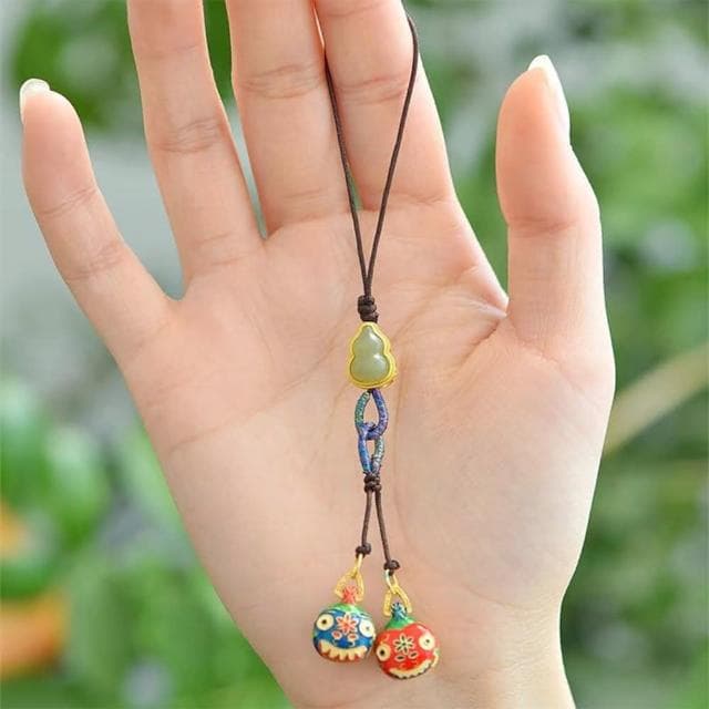 【MoonDy】吊飾 吊墜 手機掛件 和田玉 葫蘆吊飾 招財納福 保平安 飾品 護身符 辟邪手鍊 男女同款 小禮物 生日禮物