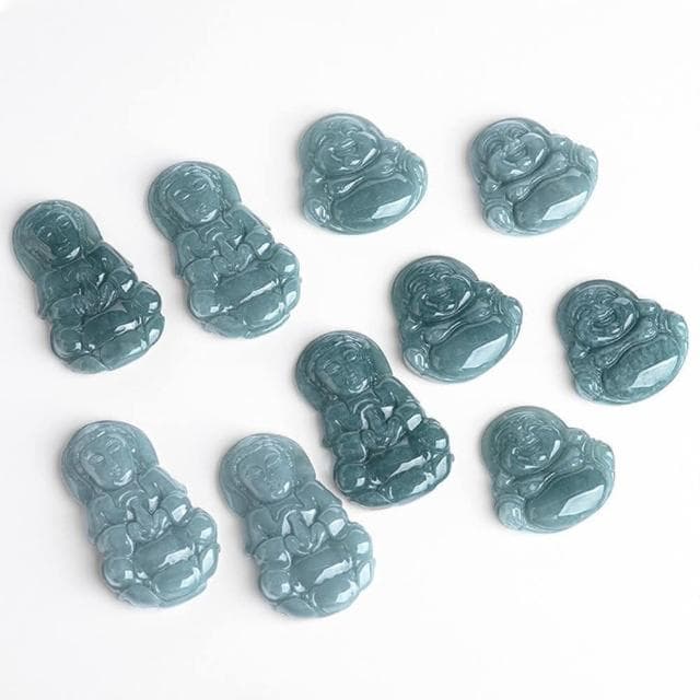 【MoonDy】彌勒佛玉墜 觀音佛像 飾品 翡翠 護身符 辟邪 招財納福 項鍊 吊墜 玉珮 男女同款 保平安 玉石項鍊 小禮物