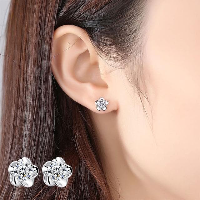 【MoonDy】925 純銀 耳扣 耳環女 耳釘 韓版飾品 小清新 生日禮物 櫻花耳環 小眾設計 氣質耳環 高級感 輕奢 復古耳環