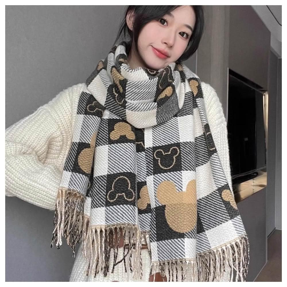 【MoonDy】圍巾 披巾 女圍脖 格子圍巾 流蘇圍巾 保暖圍脖 厚圍巾 韓國圍巾 保暖圍巾 羊絨圍巾 披肩圍巾 發熱圍巾 禮物