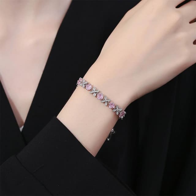 【MoonDy】手鍊 純銀手鍊 送禮 S925 純銀手鍊 閨蜜手鍊 招財手鍊 時尚輕奢 銀手鍊 四葉草手鍊 粉色手鍊 手飾 生日禮物