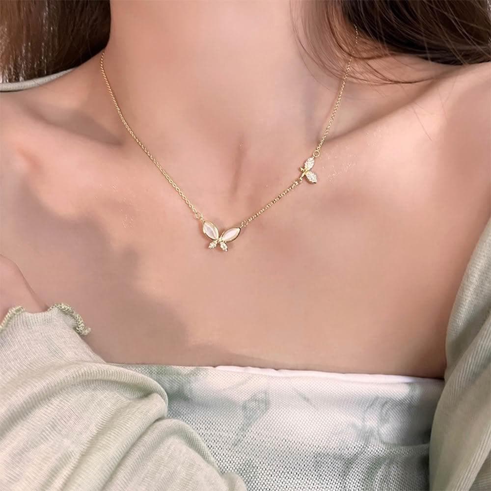 【KT DADA】蝴蝶吊墜 女生項鍊 純銀項鍊 韓國項鍊 生日禮物 通體純銀 小眾設計 ins風 鎖骨鍊 首飾 飾品 銀飾