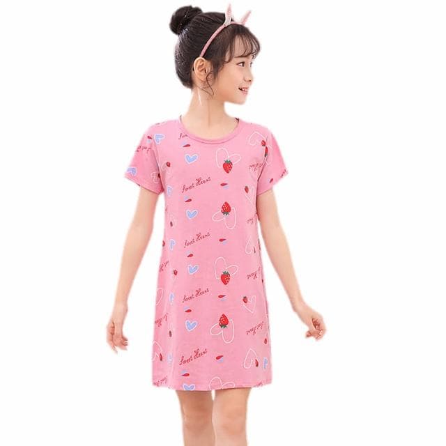 【Arbea】兒童睡裙女孩短袖韓版薄款居家服C154(多款式)