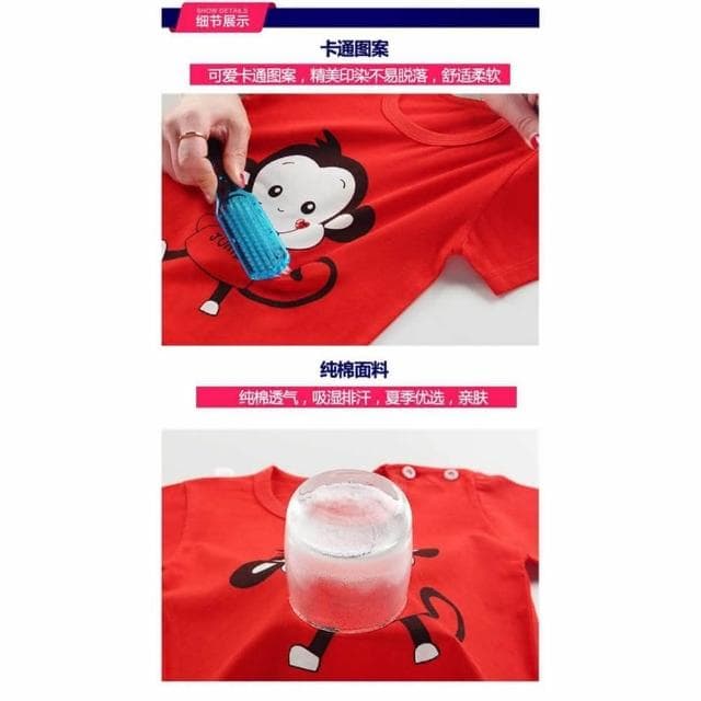 【Arbea】夏季薄款兒童短袖兩件式套裝純棉女童夏裝男童t卹衣服韓版童裝 C675