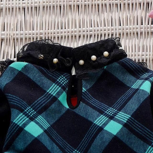 【Arbea】女童加絨加厚連衣裙童裝冬季新款兒童韓版高領保暖格子裙子 C454