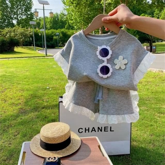 【Arbea】童裝女童短袖短褲套裝棉夏季新款兒童夏裝衣服洋氣運動服 C227