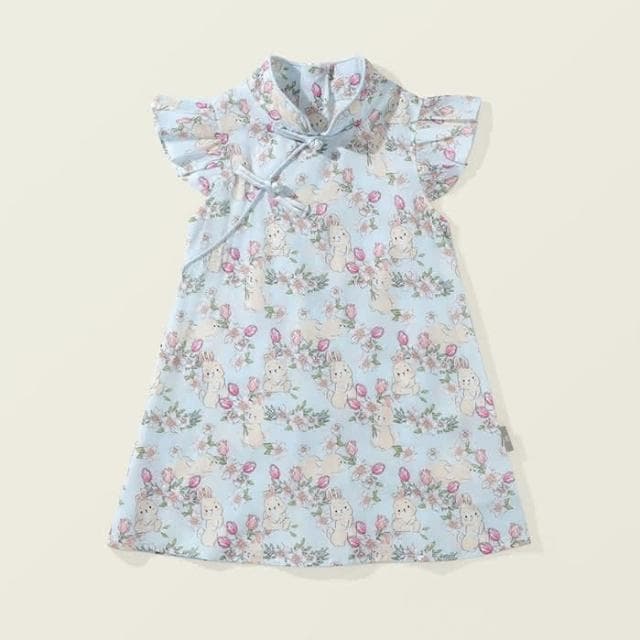 【Arbea】女童旗袍裙夏季洋氣古風碎花中國風漢服連衣裙兒童公主裙子 C122