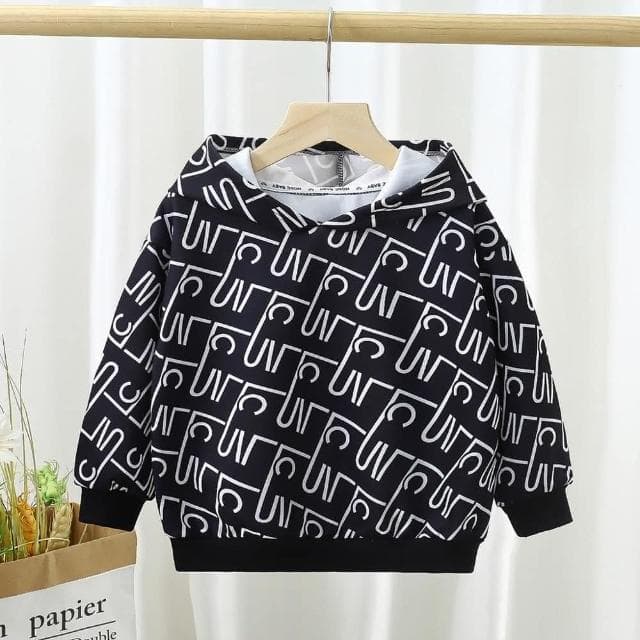 【Arbea】新款字母兒童外套帶帽衣服秋季男童女童衣服兒童連帽上衣童裝帽T C143