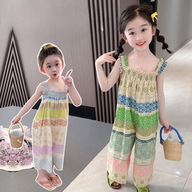 【Arbea】兒童裝吊帶連身衣服寶寶夏季褲子新款女童夏裝防蚊褲洋氣潮 C918