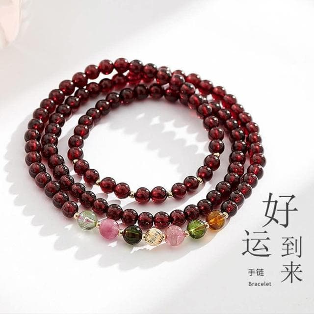 【LEEHER】串珠水晶/送閨蜜/生日禮物/水晶手鍊/手鍊串珠/石榴石手串/招財手鍊/能量手環/碧璽手串/超七水晶