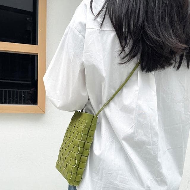 【LEEHER】女包/包包/編織包/手機包/斜背包/小方包/小包包女生/中性包/生日禮物/皮革編織包/側背小包包