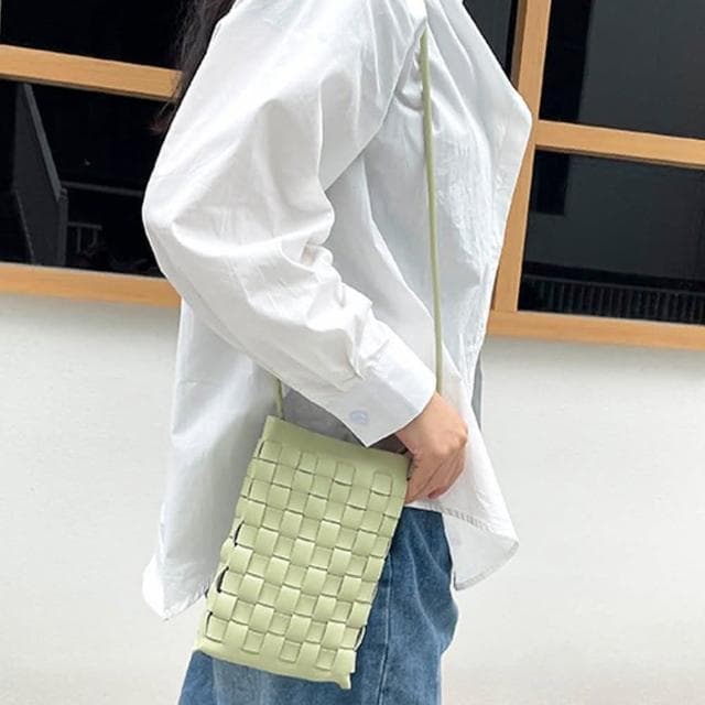 【LEEHER】女包/包包/編織包/手機包/斜背包/小方包/小包包女生/中性包/生日禮物/皮革編織包/側背小包包