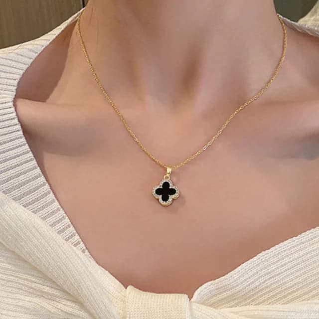 【LEEHER】女生/純銀項鍊/瑪瑙項鍊/四葉草項鍊/幸運草項鍊/金項鍊/閨蜜項鍊/小眾項鍊/生日禮物項鍊