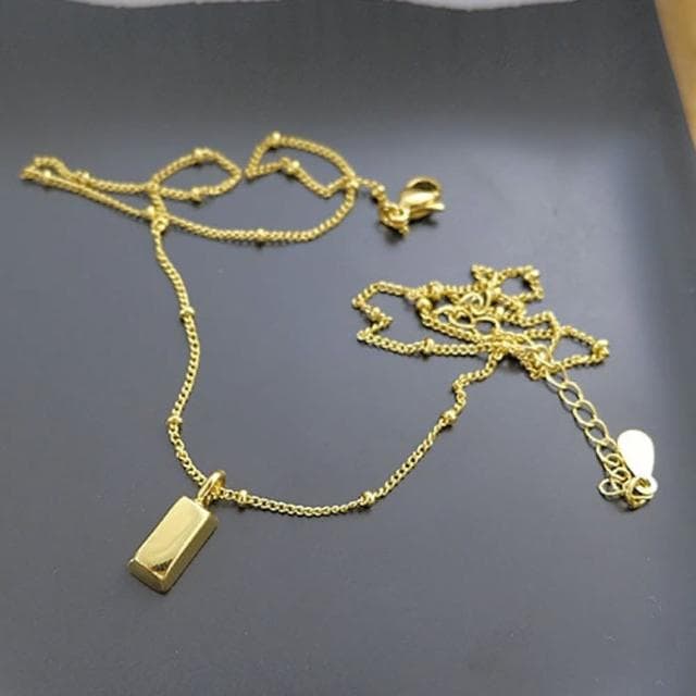 【LEEHER】金磚項鍊/鎖骨鏈/女生項鍊/招財項鍊/金色項鍊/銀項鍊/韓國項鍊/小飾品/小禮物/純銀項鍊