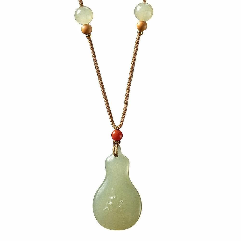 【LEEHER】葫蘆吊墜/手工項鍊/編織項鍊/項鍊/玉項鍊/和田玉項鍊/編繩項鍊/小掛件/招財納福/送長輩/禮物/保平安