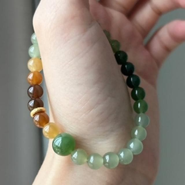【LEEHER】和田玉手串/圓珠手鍊/玉手鍊/驅邪納福/手鍊/漸變手鍊/碧玉手串/送長輩/生日禮物/手環/手串/保平安