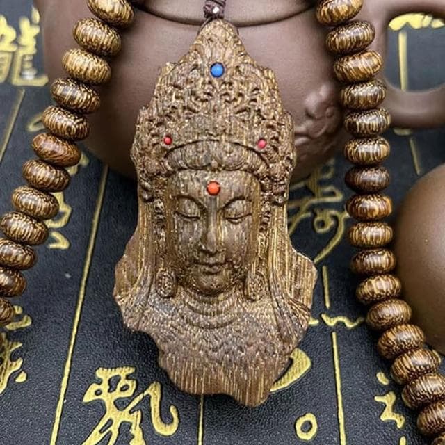 【LEEHER】佛像掛飾/觀音吊墜/算盤珠/沉香車掛/念珠/項鍊/越南沉香/掛牌/佛珠項鍊/長輩禮物/木珠項鍊/避邪項鍊