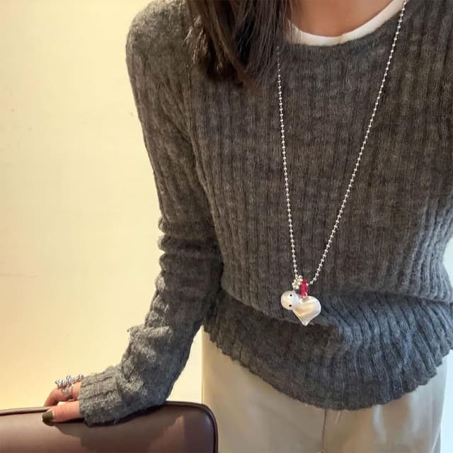 【LEEHER】個性項鍊/韓系項鍊/愛心項鍊/氣質項鍊/毛衣鍊/禮物/ins風/小眾設計/可愛項鍊/百搭飾品