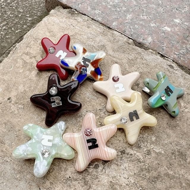 【LEEHER】髮飾/頭飾/側邊夾/小抓夾/髮夾/髮卡/劉海夾/海星髮夾/y2k/多巴胺/碎髮夾/韓國髮飾/可愛/彩色/交換禮物/